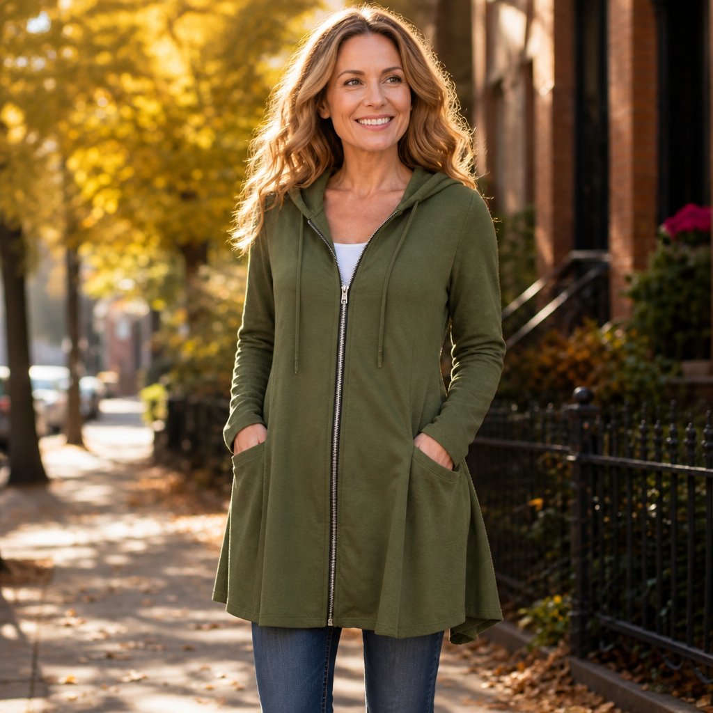 Wrapella Hooded Longline Zip Jacket - Women's Fleece Jacket