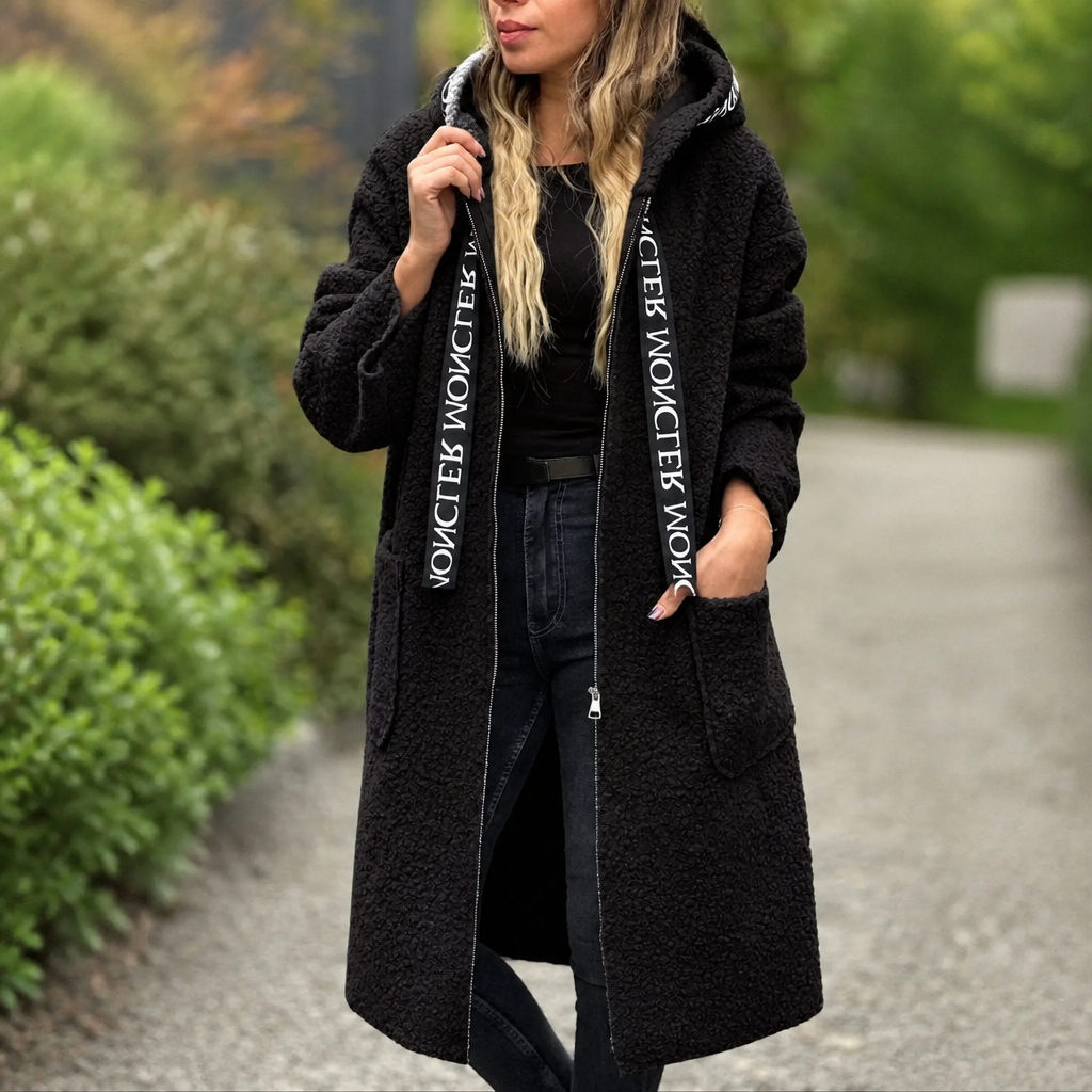 Wearbella Hooded Long Coat - Zip Front Women's Coat