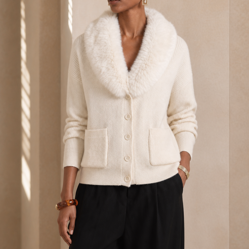 Veloura Faux-Fur Lapel Cardigan - Chunky Women's Knit