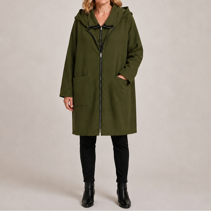 Midella Hooded Jacket - Mid-Length Women's Travel Coat