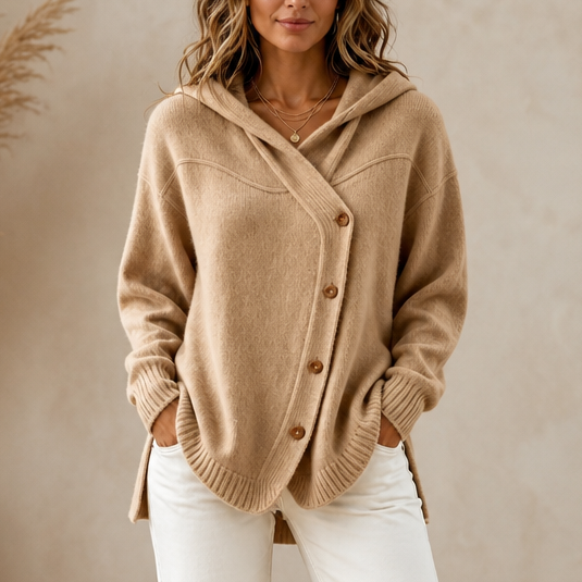 Lunette Wrap Hooded Cardigan - Women's Asymmetric Knit
