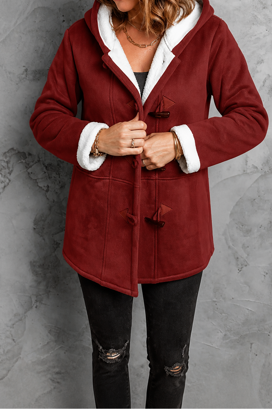 Suedeluxe Faux Suede Coat - Hooded Plush Lined Women's Coat