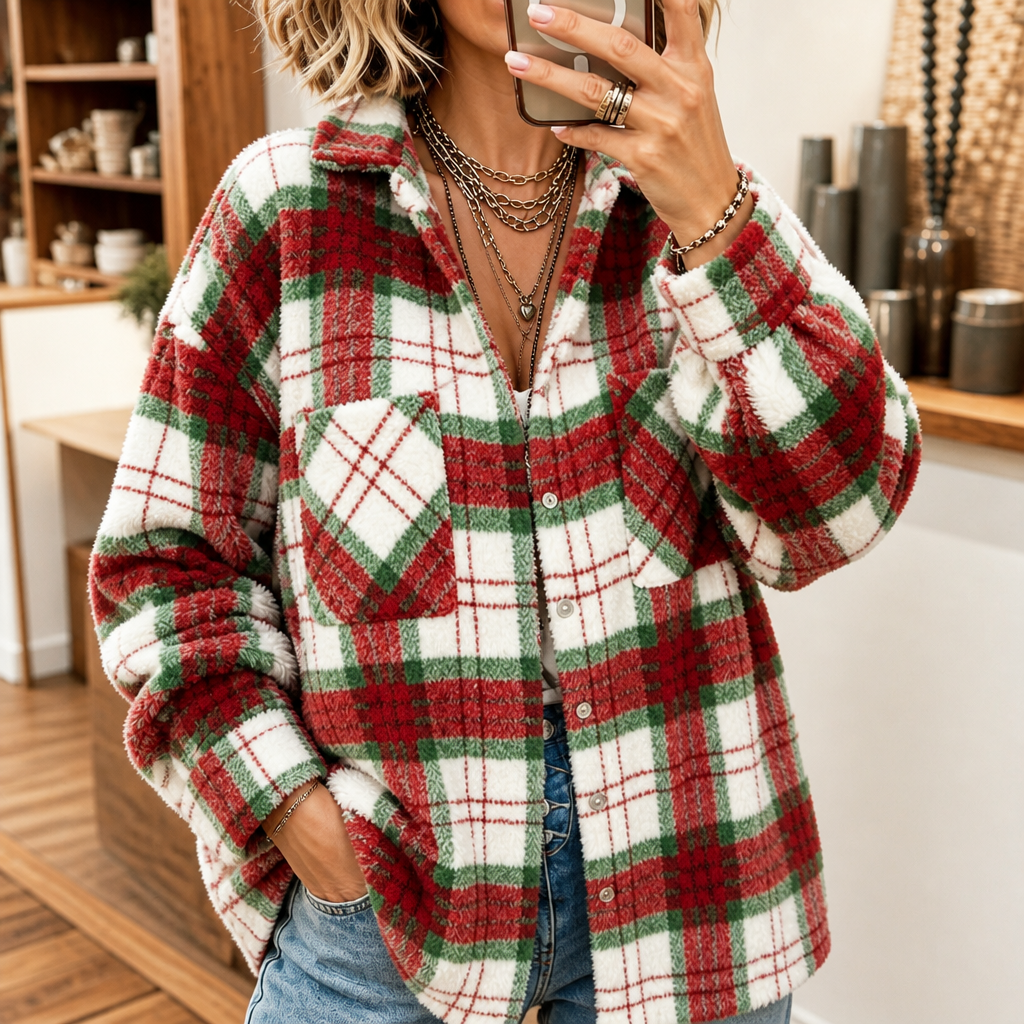 Coziveigh Plaid Fleece Shacket - Women's Oversized Shirt