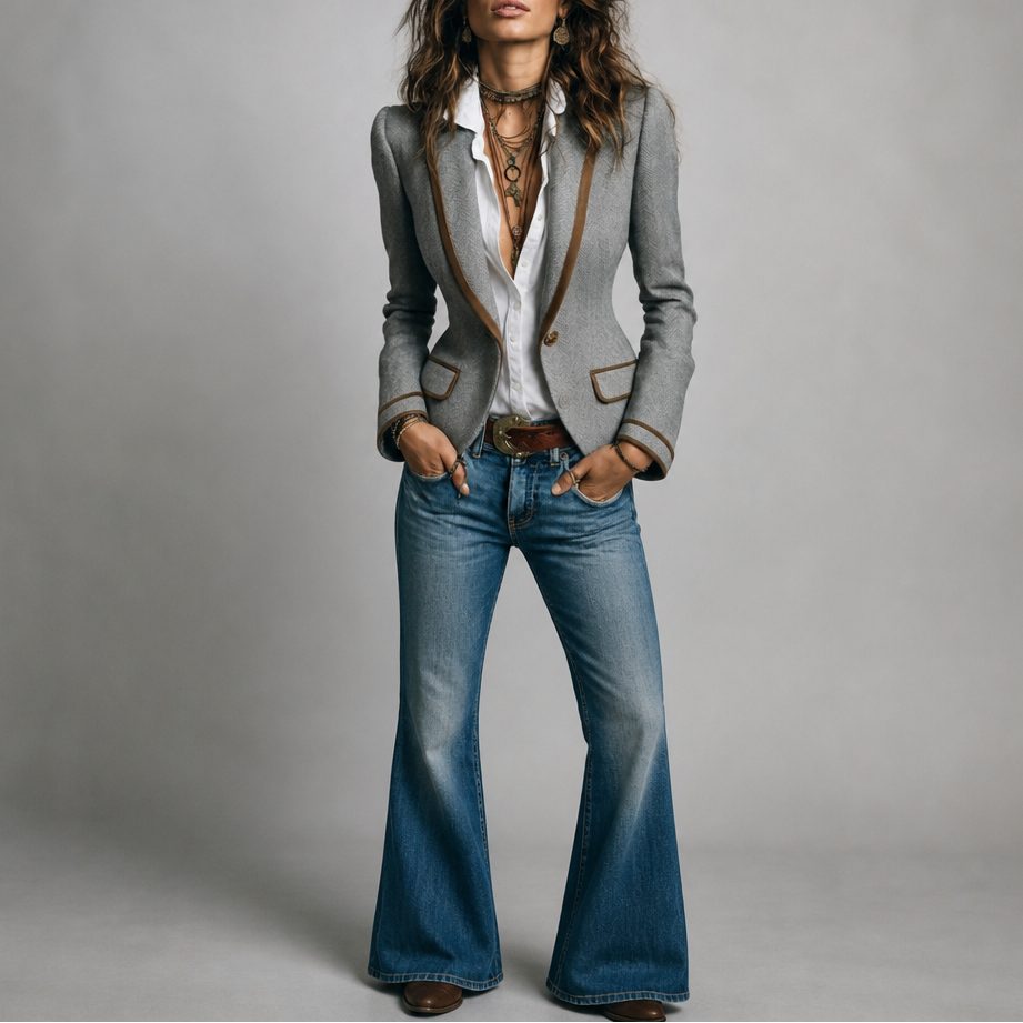 Vaunterie Herringbone Coat - Women's Contrast Piped Coat