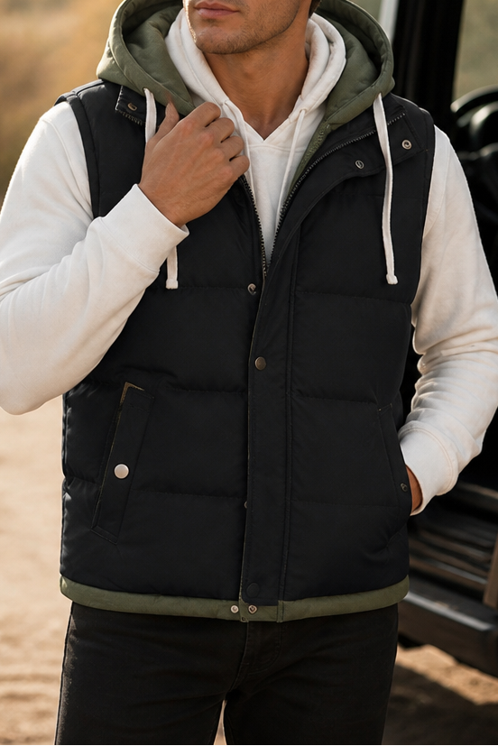 Wraverly Double Hood Puffer Vest - Women's Layered Gilet