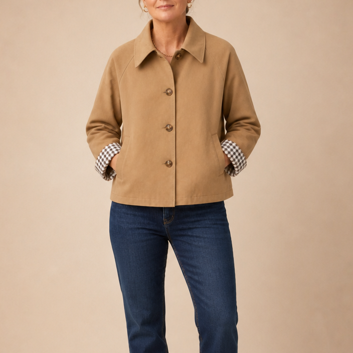 Mayfair Tartan Raglan Coat - Checked Sleeve Women's Coat