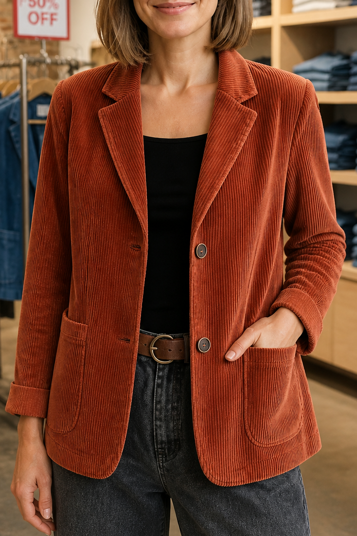 Wearbella Corduroy Look Jacket - Women's Relaxed Jacket