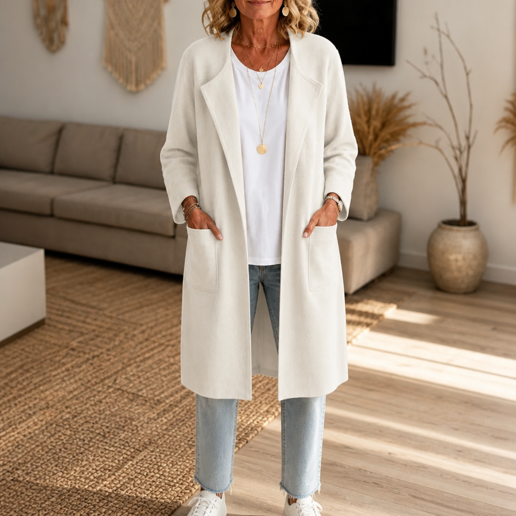 Draperie Longline Open-Front Coat - Women's Wool-Look Coat