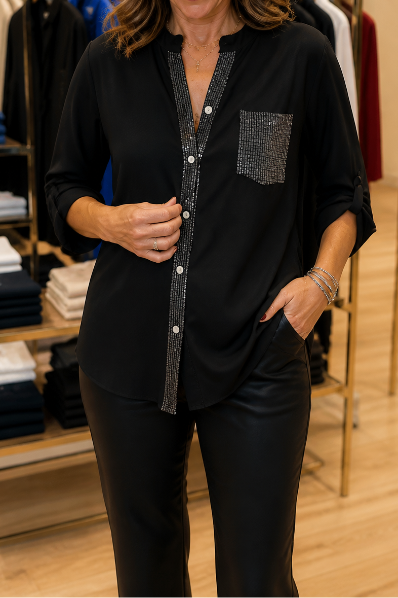 Duskglint Sequin Shirt - Women's Button-Down Top