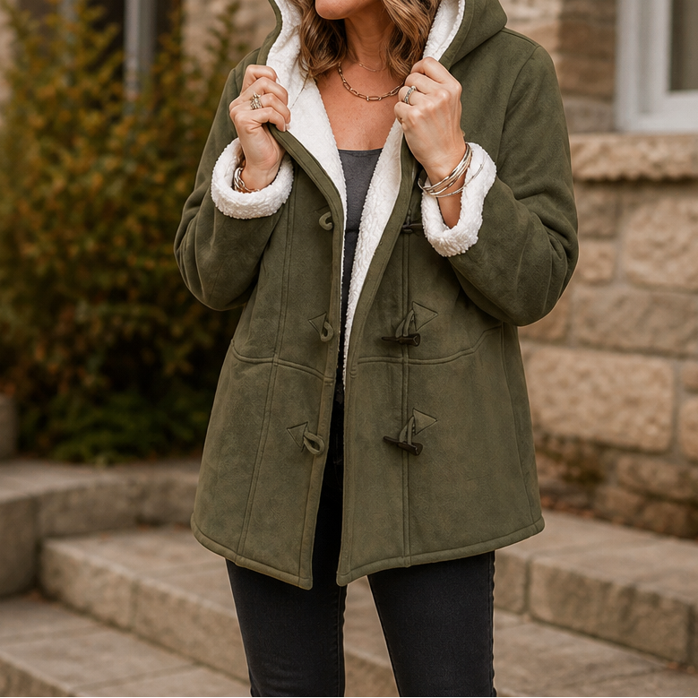 Plushbelle Faux Shearling Coat - Women's Hooded Winter Coat