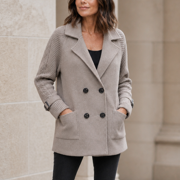 Doubletake Double-Breasted Coat - Lapel Women's Work Coat