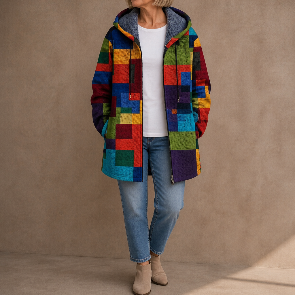 Patchwork Muse Hooded Cardigan - Colourful Women's Knit