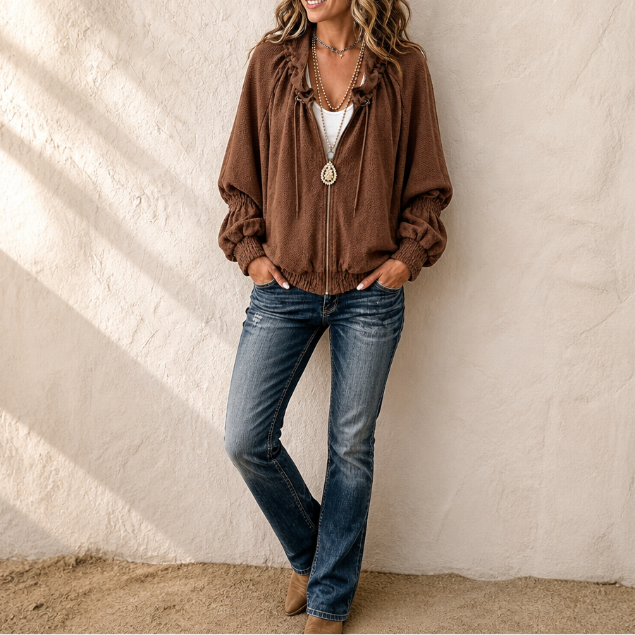 Wearbella Batwing Zip Jacket - Women's Fleece Lined Jacket