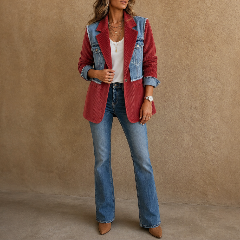 Corvella Denim Corduroy Blazer - Women's Raw Hem Blazer