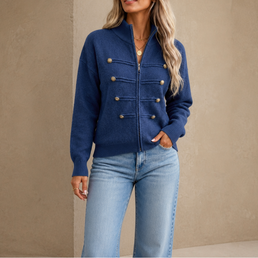 Mayfield Military Knit Cardigan - Gold Button Women's Knit