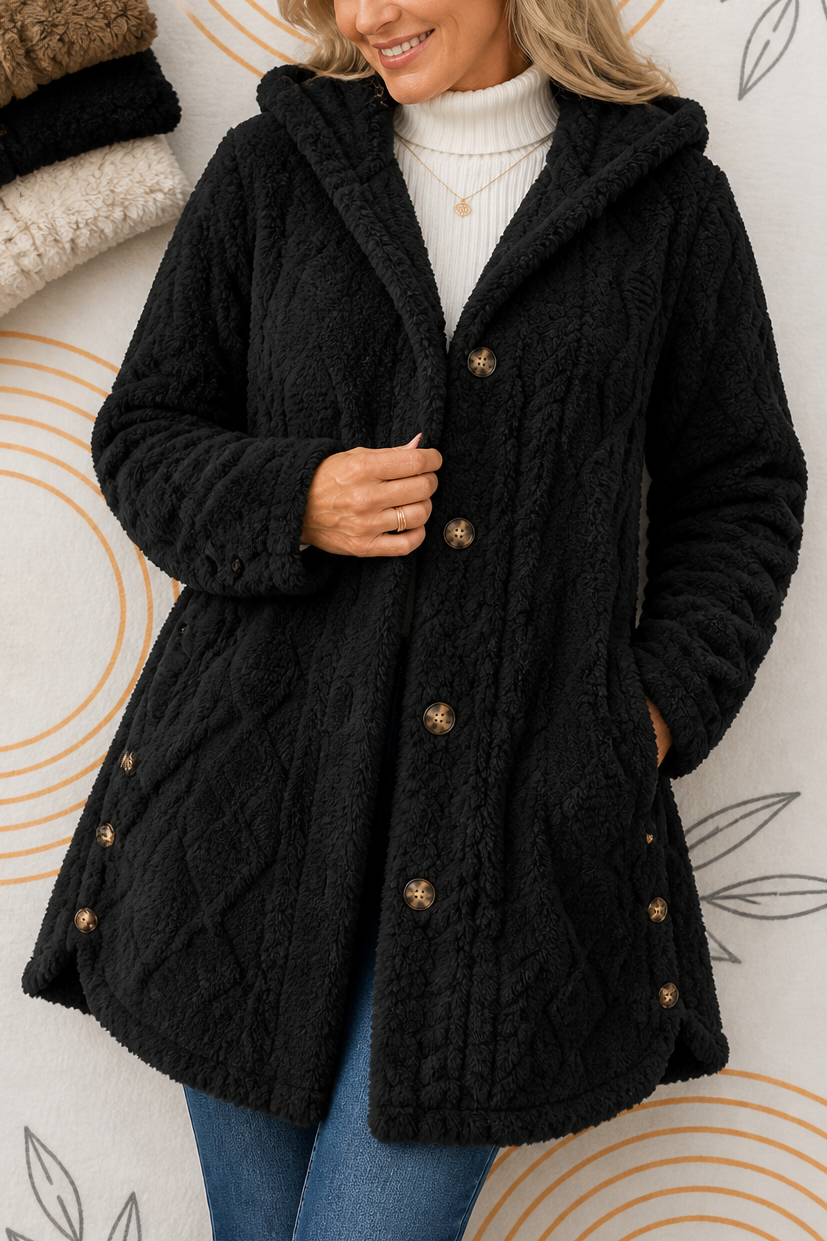 Wearbella Hooded Longline Coat - Women's Textured Knit Coat