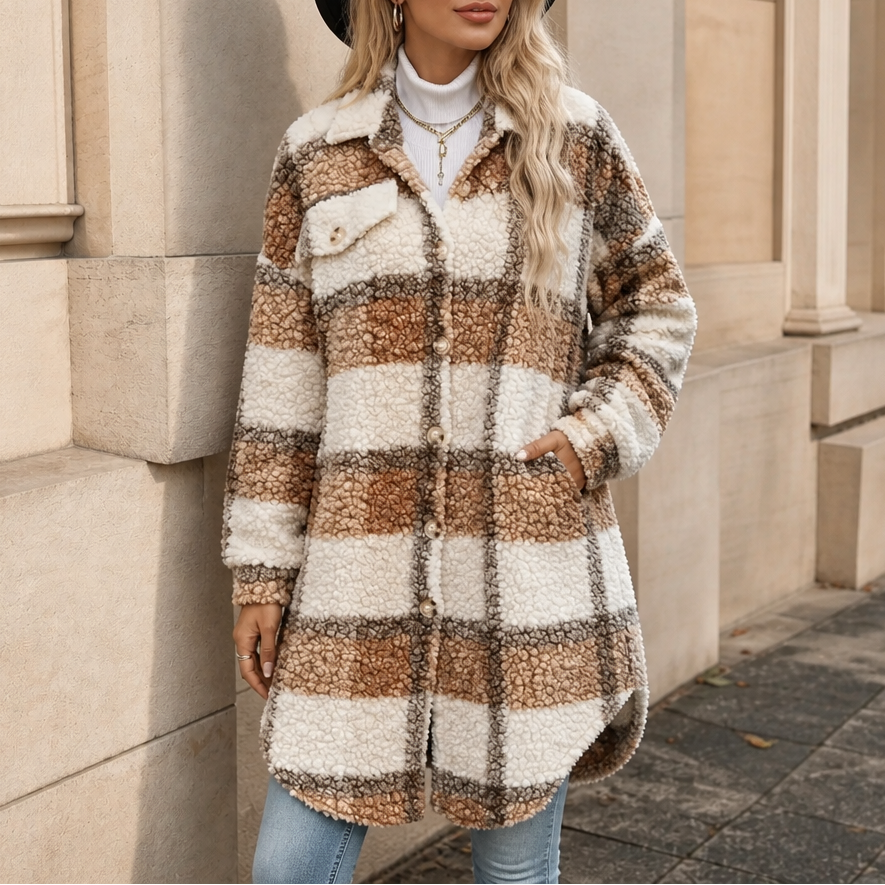 Fairloch Plaid Sherpa-Lined Coat - Women's Mid-Length Coat