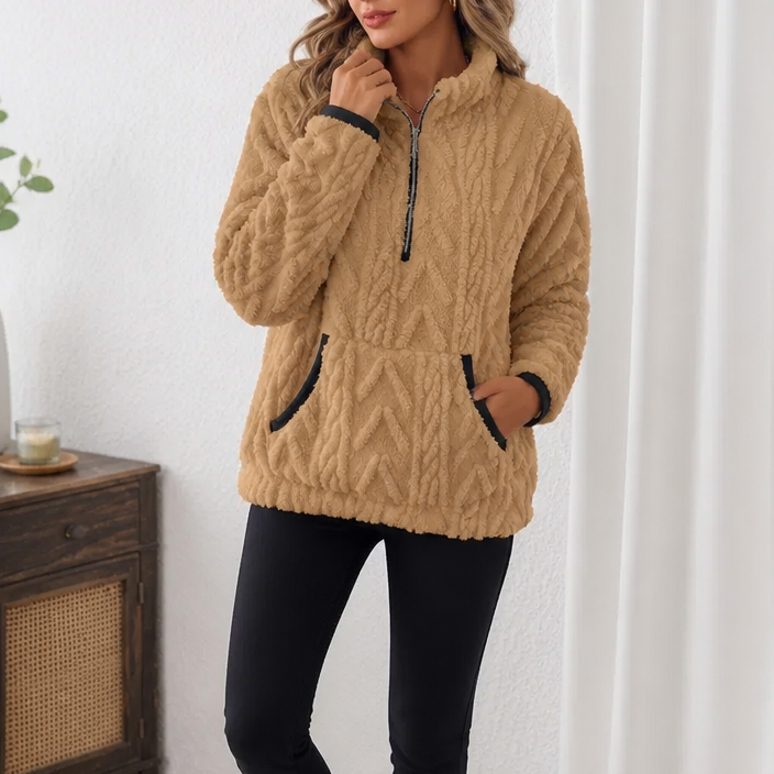 Lunelle - Plush Half-Zip Fleece Pullover with Pocket