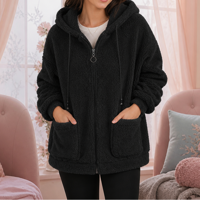 Cozamora Sherpa Fleece Zip-Up Hoodie - Women's Oversized