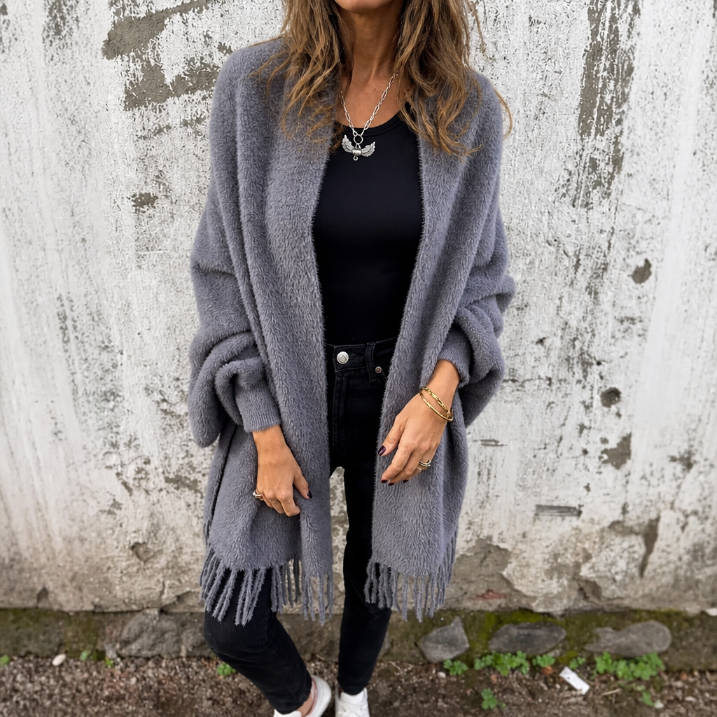 Mantelle Wool Coat - Women's Shawl Collar Open Front Coat