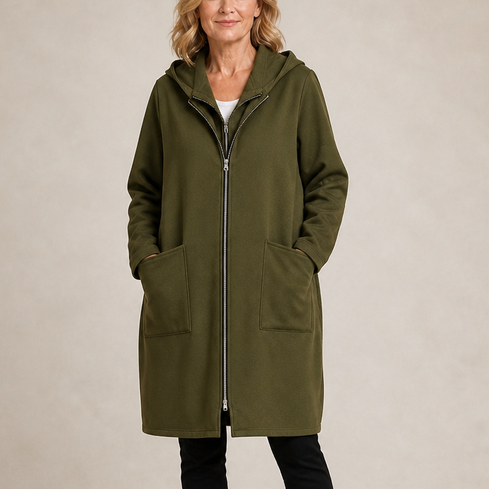 Wrenlora Hooded Mid-Length Coat - Women's Relaxed Coat