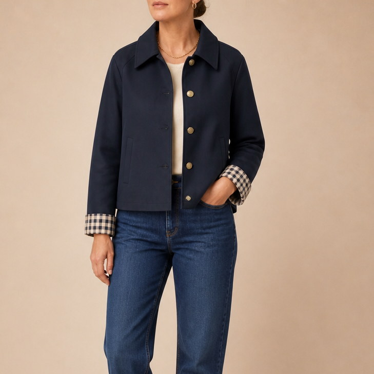 Mayfair Tartan Raglan Coat - Checked Sleeve Women's Coat