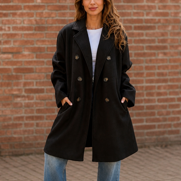 Wearbella Double-Breasted Coat - Women's Longline Work Coat