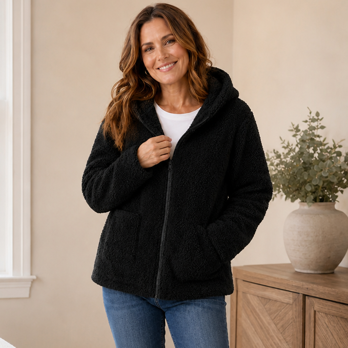 Cozyelle Fleece Hooded Jacket - Women's Plush Zip Jacket