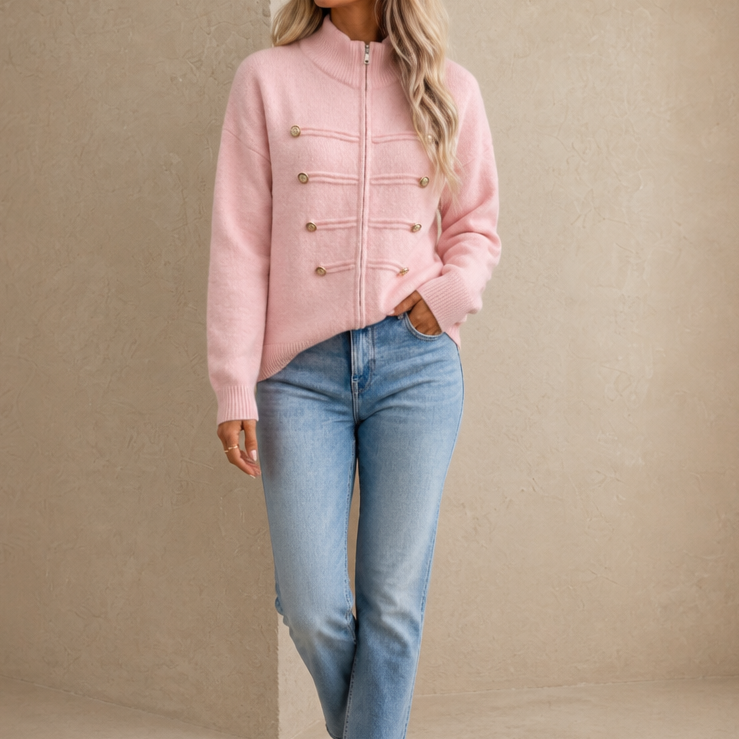 Mayfield Military Knit Cardigan - Gold Button Women's Knit