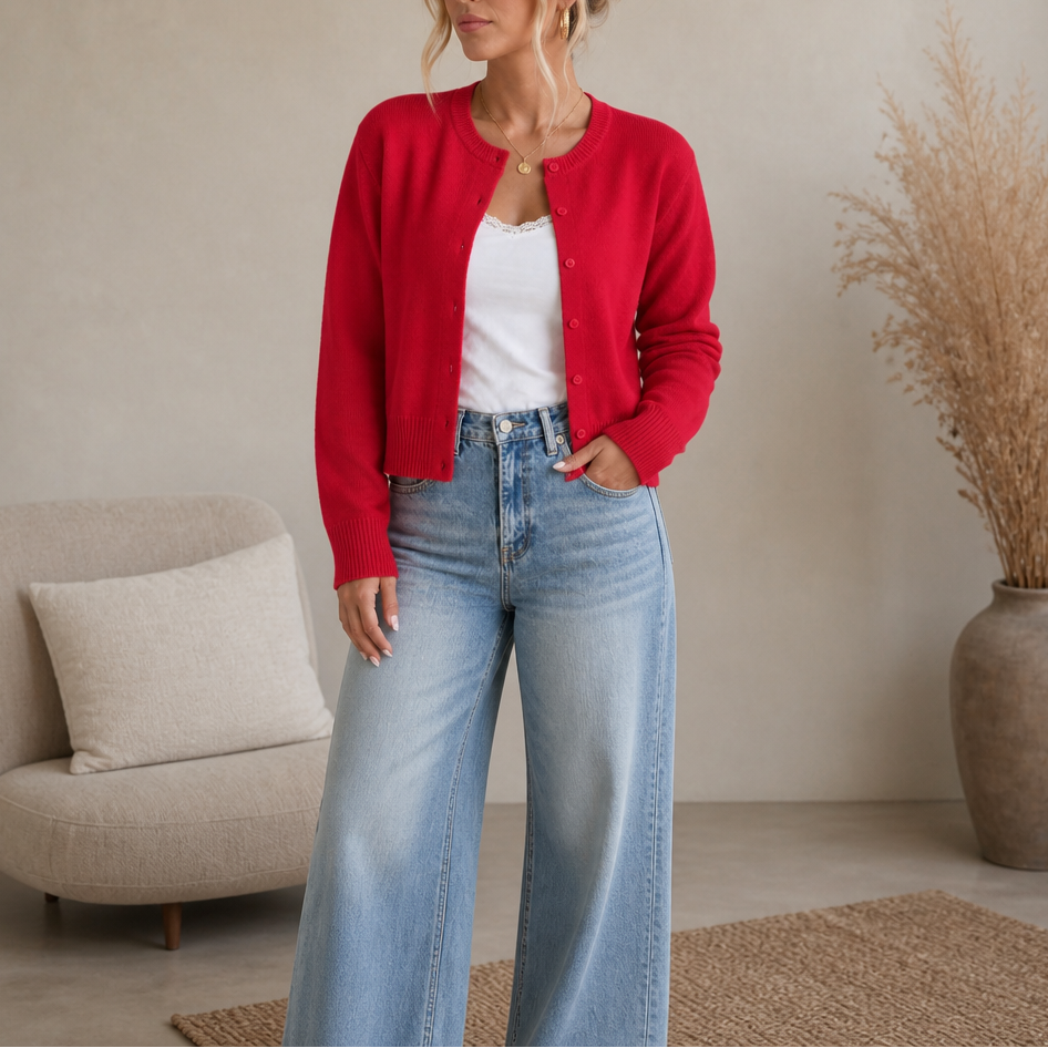 Wearbella Round Neck Cardigan - Plain Women's Knit Cardigan
