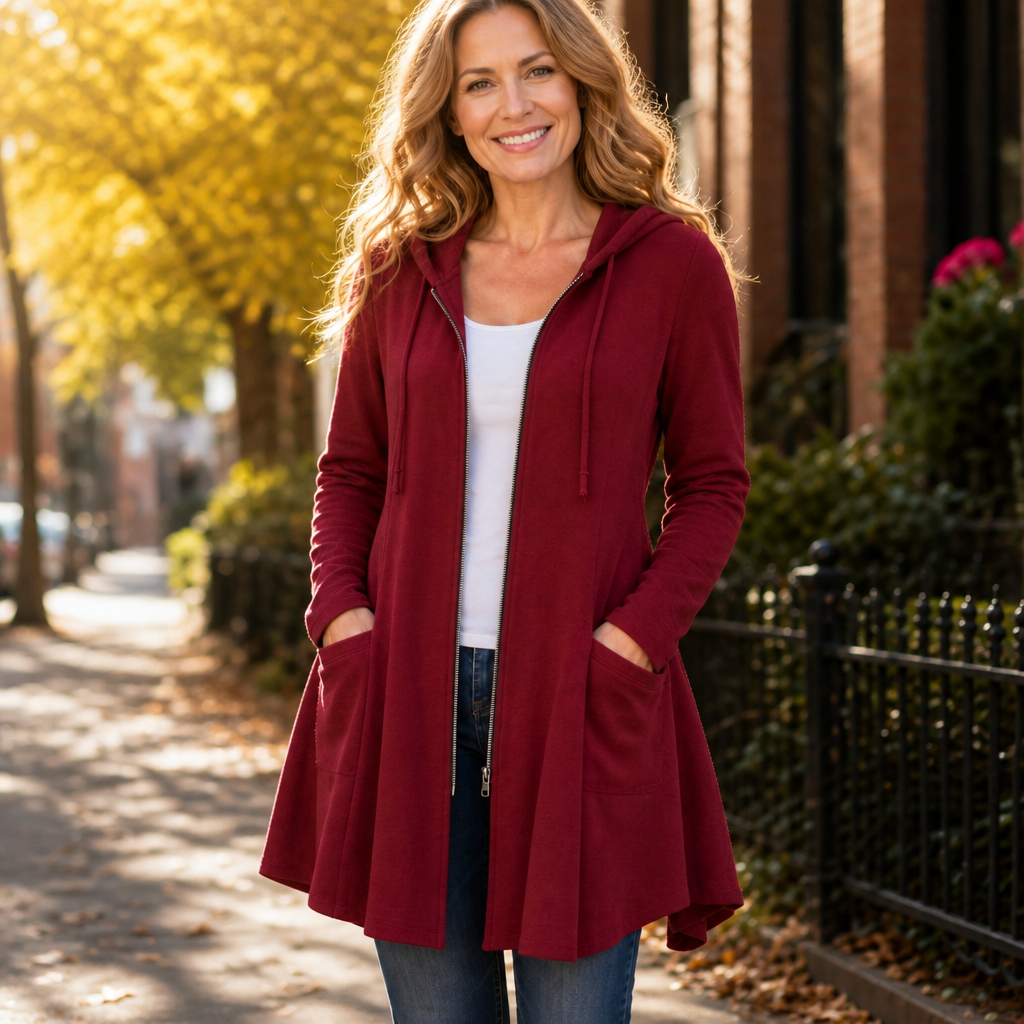 Wrapella Hooded Longline Zip Jacket - Women's Fleece Jacket