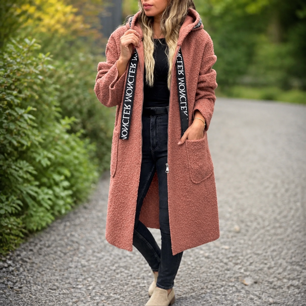 Wearbella Hooded Long Coat - Zip Front Women's Coat