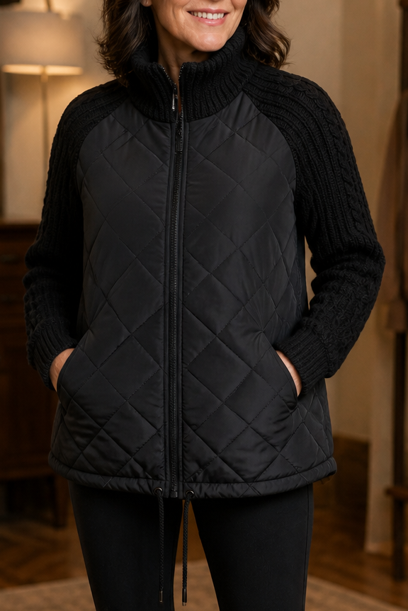 Knitpuff Knit Panel Puffer Jacket - Women's Quilted Jacket