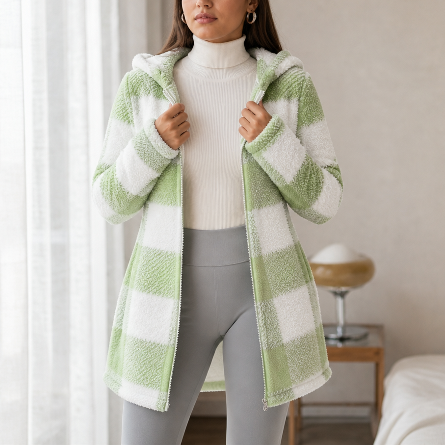 Checkhaven Buffalo Check Jacket - Hooded Zip Women's Coat