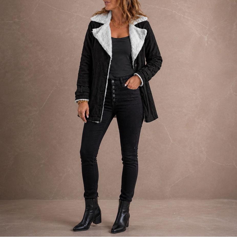 Suede-Finish Sherpa Lapel Jacket - Women's Lined Coat