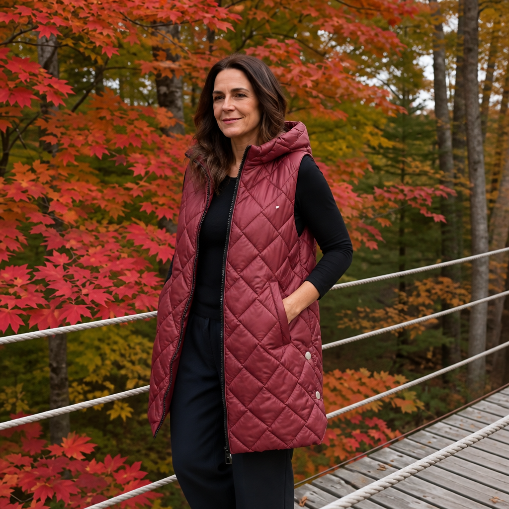 Quilted Ease Longline Gilet - Hooded Women's Quilted Vest