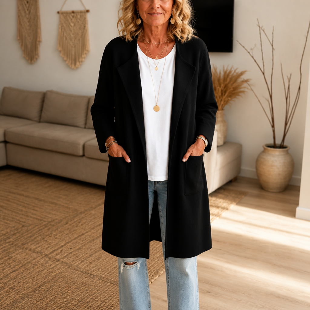 Draperie Longline Open-Front Coat - Women's Wool-Look Coat