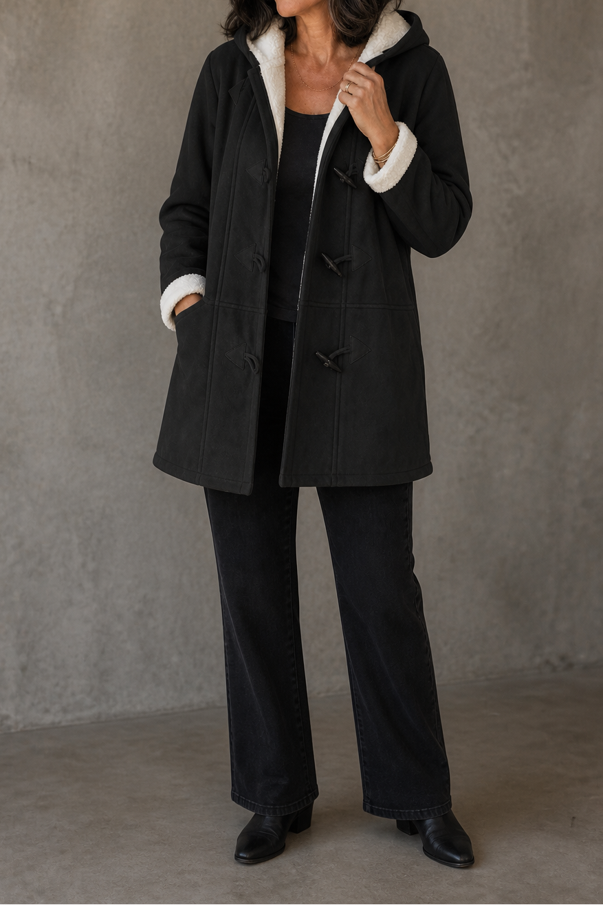 Suedeluxe Faux Suede Coat - Hooded Plush Lined Women's Coat