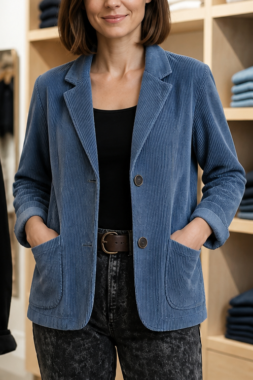 Wearbella Corduroy Look Jacket - Women's Relaxed Jacket