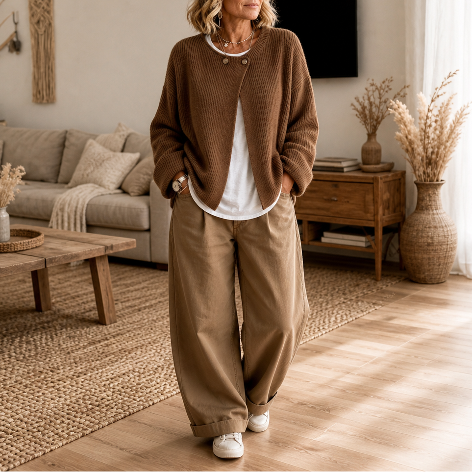 Drape & Rib Ribbed Cardigan - Women's Asymmetric Neck Knit