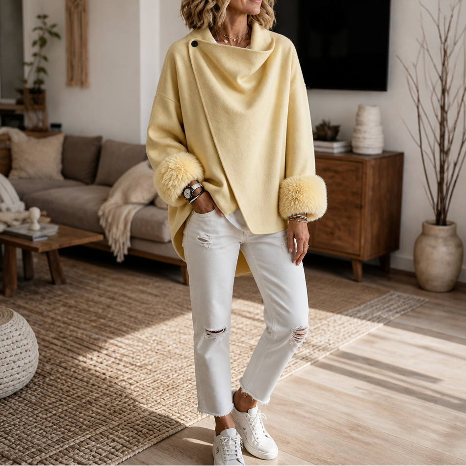 Wearbella Wrap Jacket - Women's Faux Fur Cuff Wrap Coat
