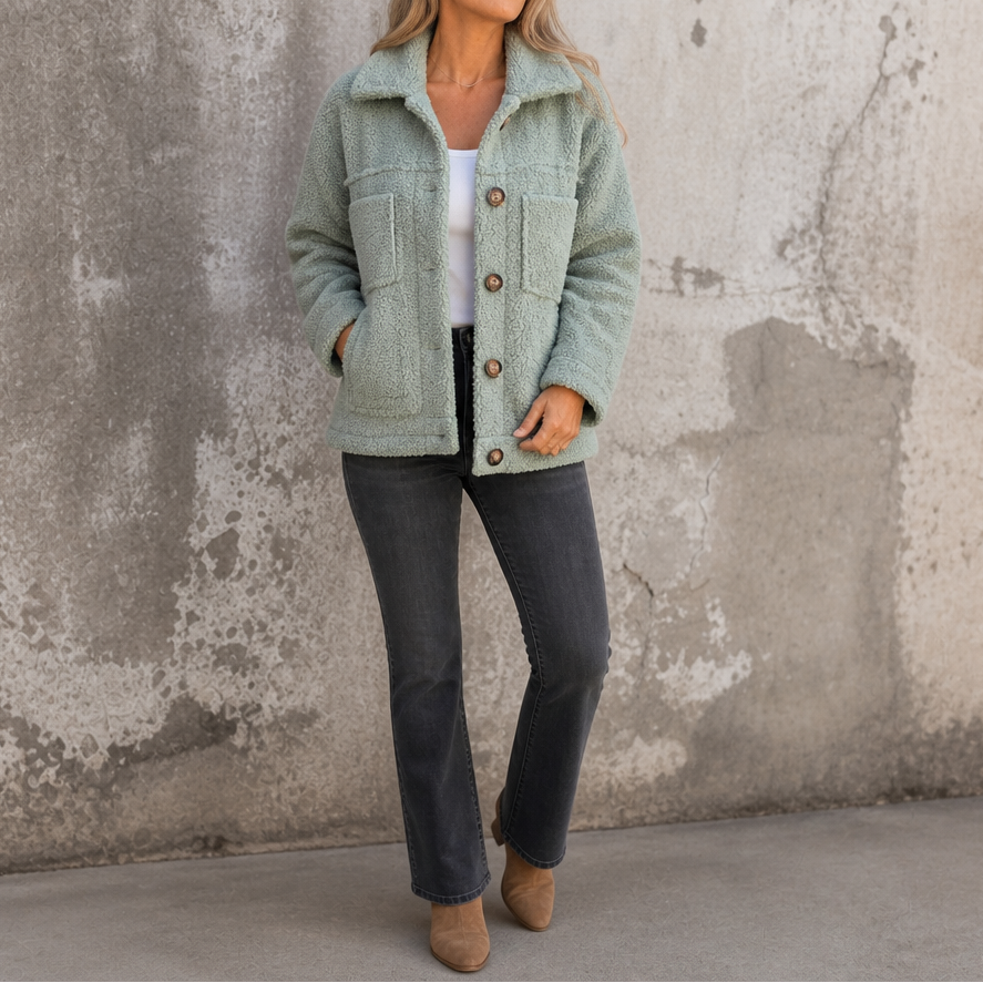 Ariane Curly Faux Fur Jacket - Women's Button-Front Coat