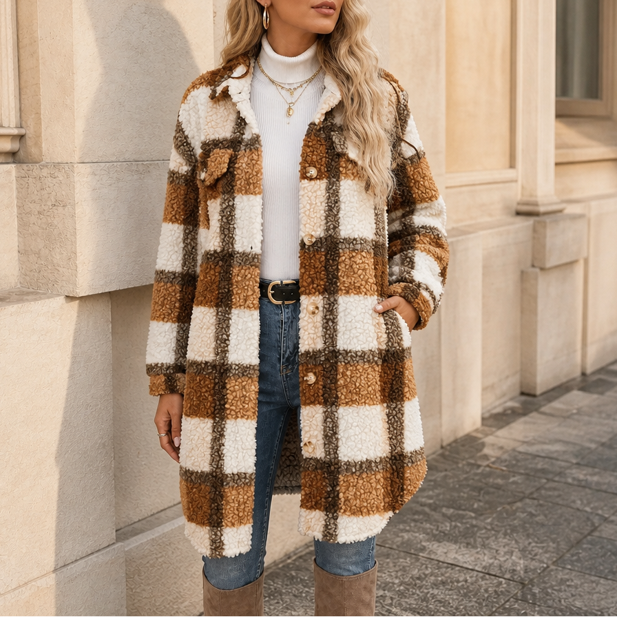 Fairloch Plaid Sherpa-Lined Coat - Women's Mid-Length Coat