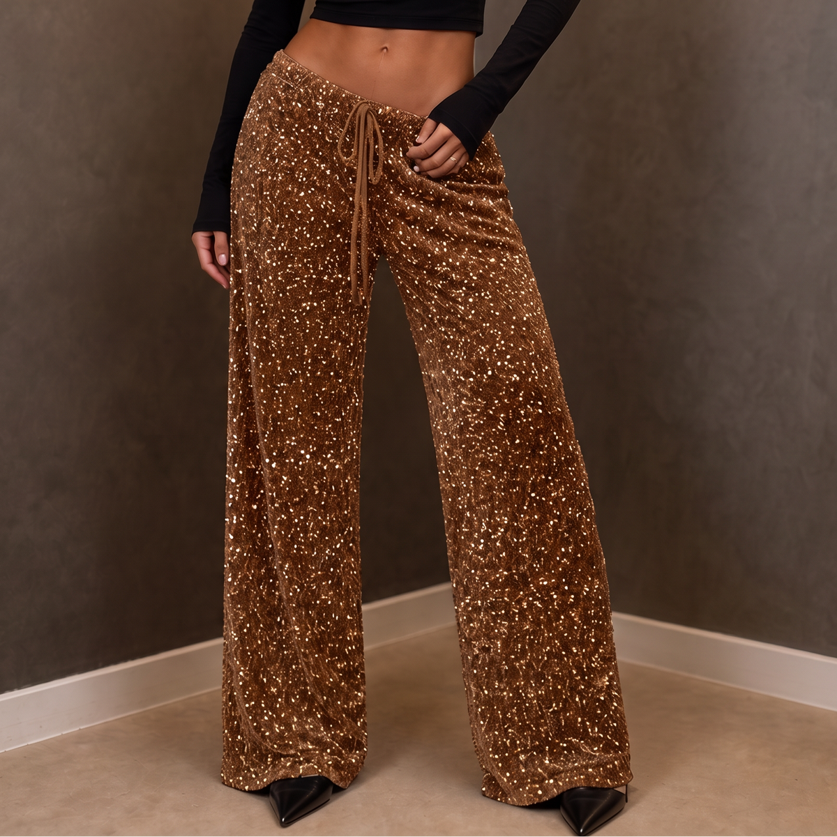 Glimmerelle Sequin Trousers - Wide Leg Women's Party Pants