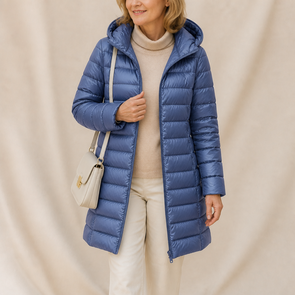 Veluna Long Quilted Puffer Coat - Women's Flared Puffer