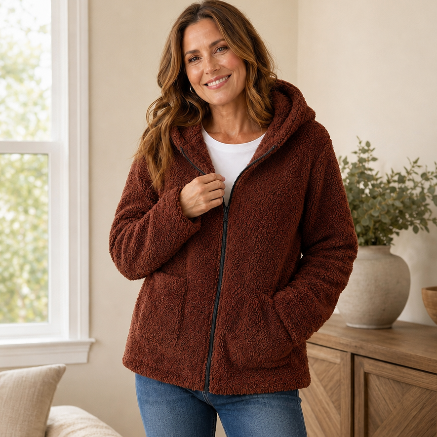 Cozyelle Fleece Hooded Jacket - Women's Plush Zip Jacket