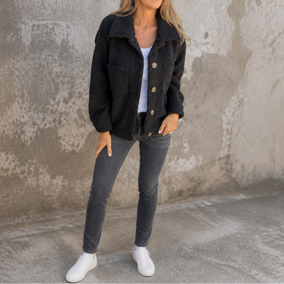 Ariane Curly Faux Fur Jacket - Women's Button-Front Coat