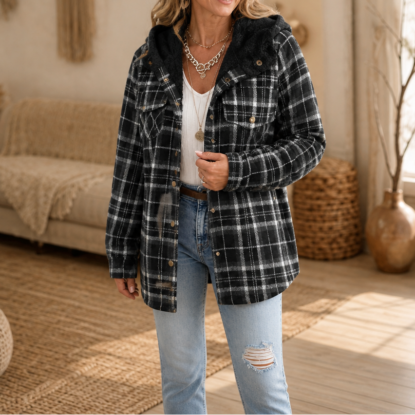 Huntlyn Sherpa-Lined Plaid Shacket - Women's Flannel Jacket