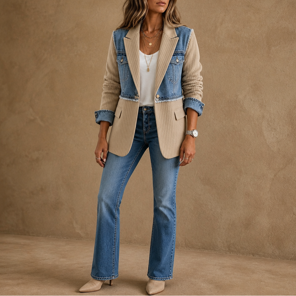 Corvella Denim Corduroy Blazer - Women's Raw Hem Blazer
