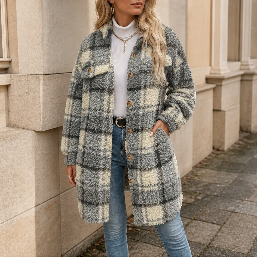 Fairloch Plaid Sherpa-Lined Coat - Women's Mid-Length Coat